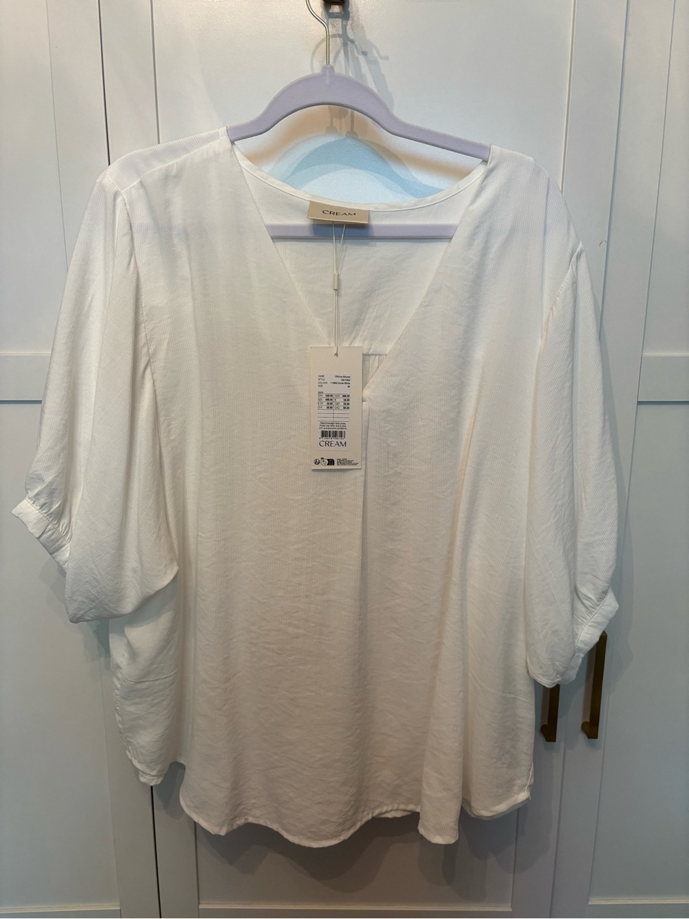 Cream V-Neck Women's Tunic Top